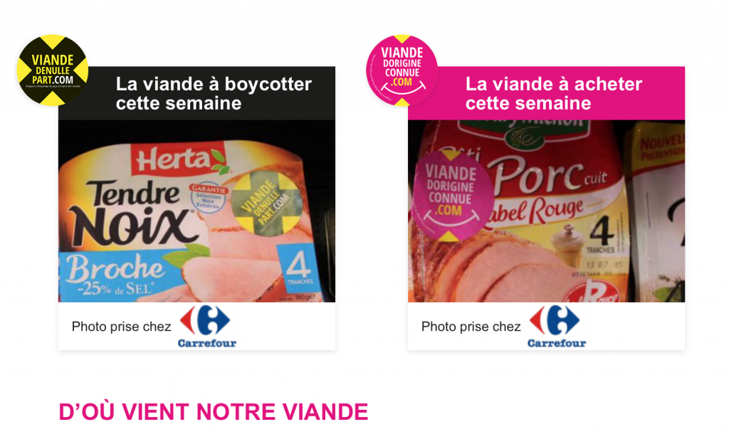 Franse supers en merkfabrikanten doel sticker- en verwijderacties
