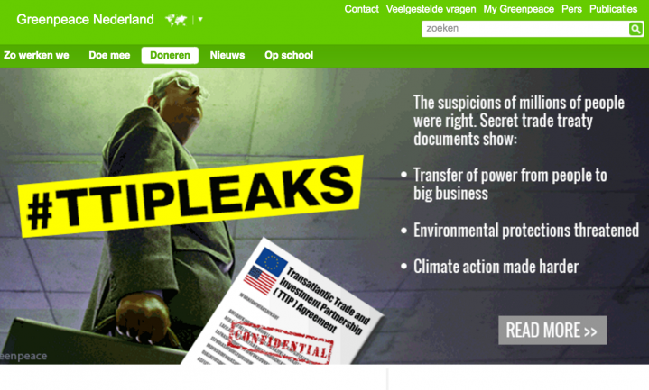 Greenpeace presenteert ‘TTIP-leaks’